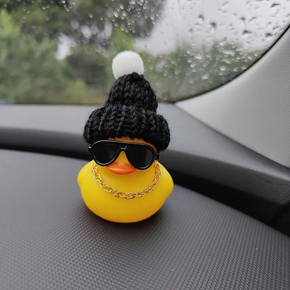 Cute Black Knitted Hat and Sunglasses Duck