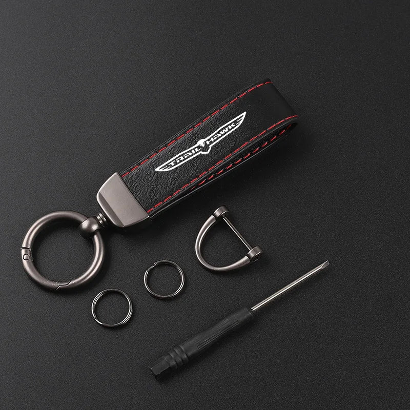 Jeep Trailhawk Leather Keychain