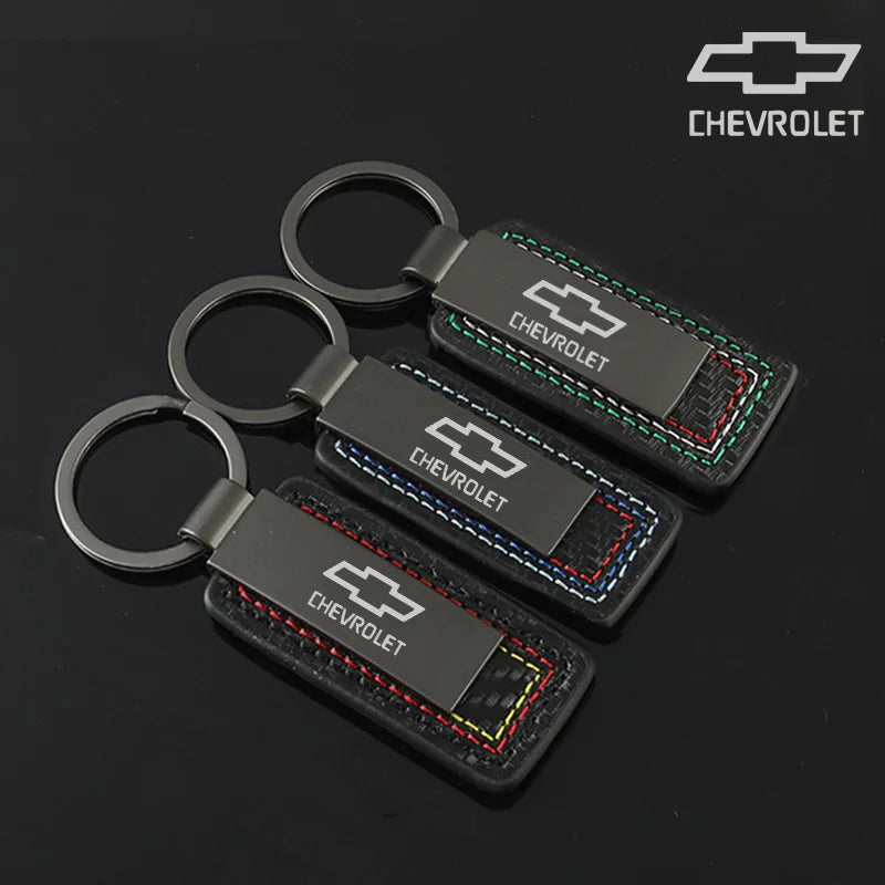 Chevrolet Leather Carbon Fiber Keychain