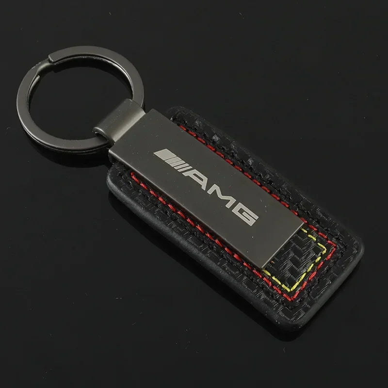 Mercedes Carbon Fiber Leather Keychain