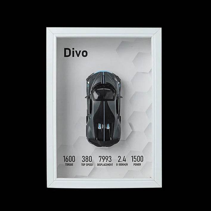 White Bugatti 3D Metal Racing Car White Frame