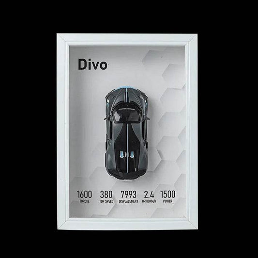 White Bugatti 3D Metal Racing Car White Frame