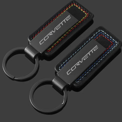 Chevrolet Leather Carbon Fiber Keychain