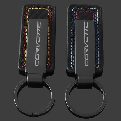 Chevrolet Leather Carbon Fiber Keychain