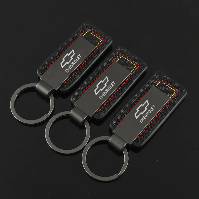 Chevrolet Leather Carbon Fiber Keychain