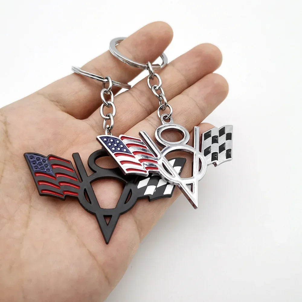 V8 Metal Keychain